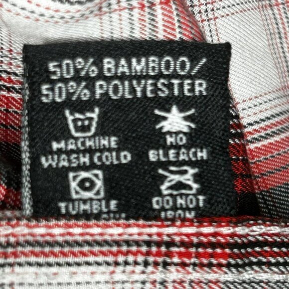 Dixxon Shirt Mens Large Red Black Plaid Hollywood IOMGIA Short Sleeve Button Up - Picture 7 of 13